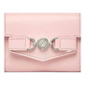 NEW VERSACE women's medusa 95 tri fold snap wallet card holder in dusty pink